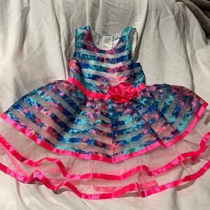 Nicole Miller 4 pink blue layered dress worn once